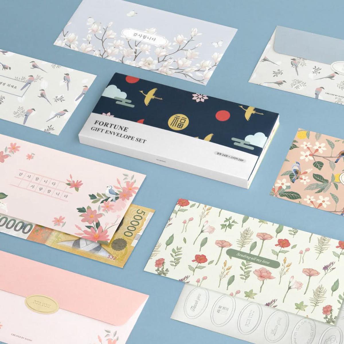 Iconic Fortune Envelope Set 24 Envelopes + 28 Stickers
