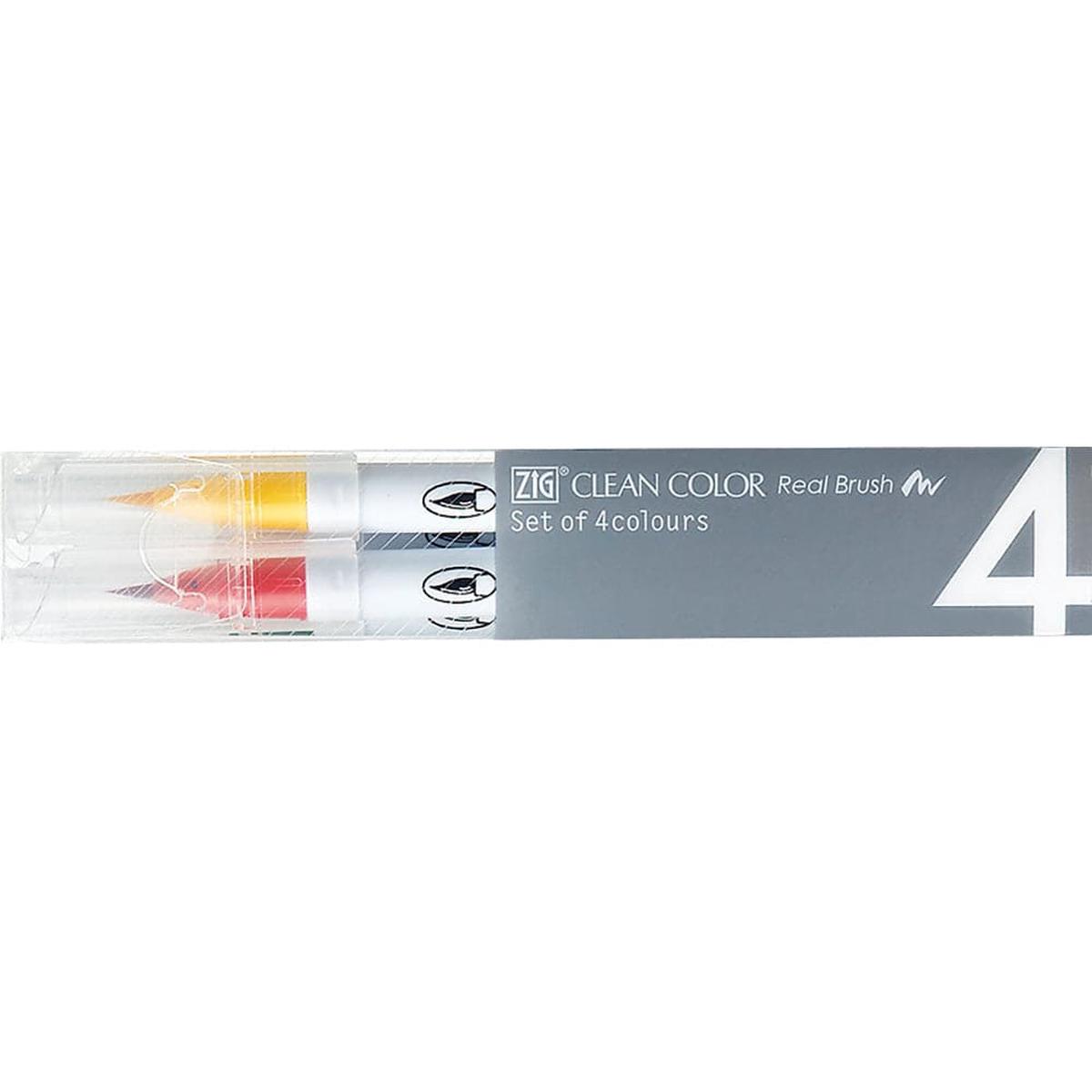 Kuretake ZIG Clean Color Real Brush - 4 Pack - Pure Colours
