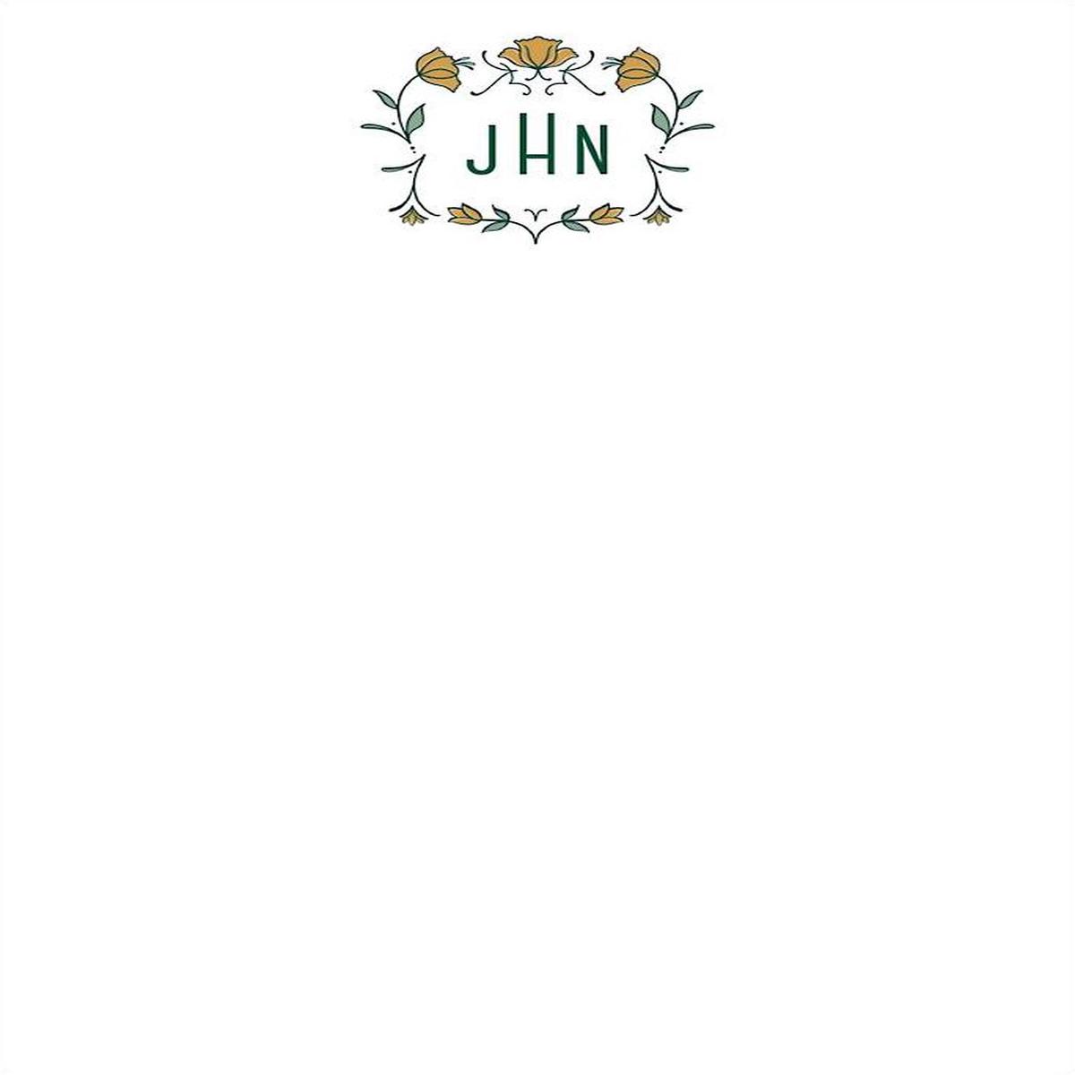 Nouveau Tulips Monogram Personalized Notepad Set