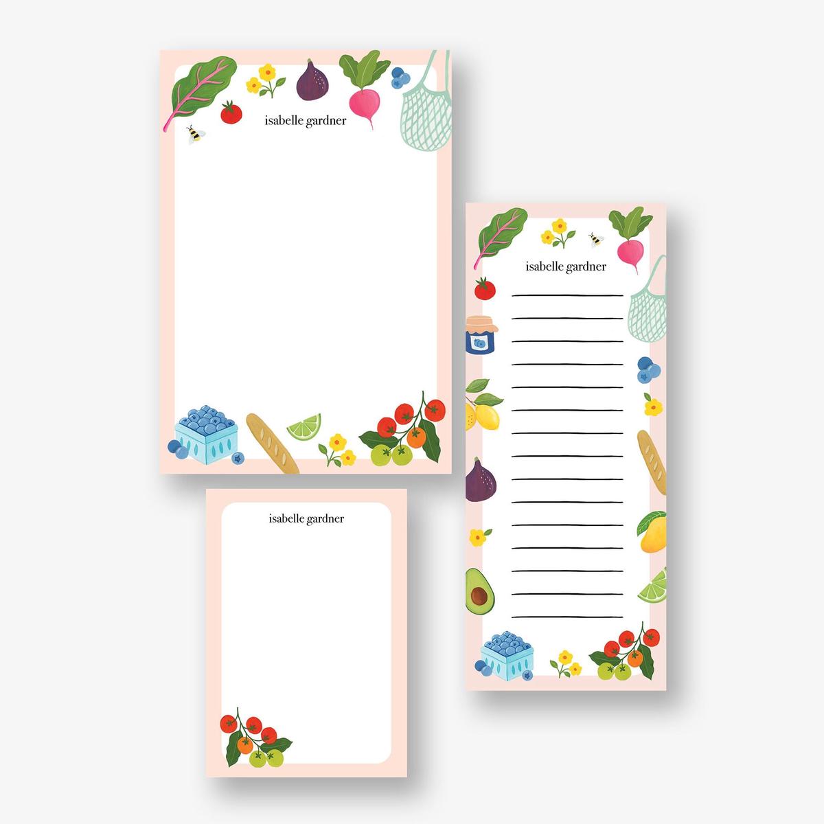 Farmer's Market Personalized Mixed Notepad Set