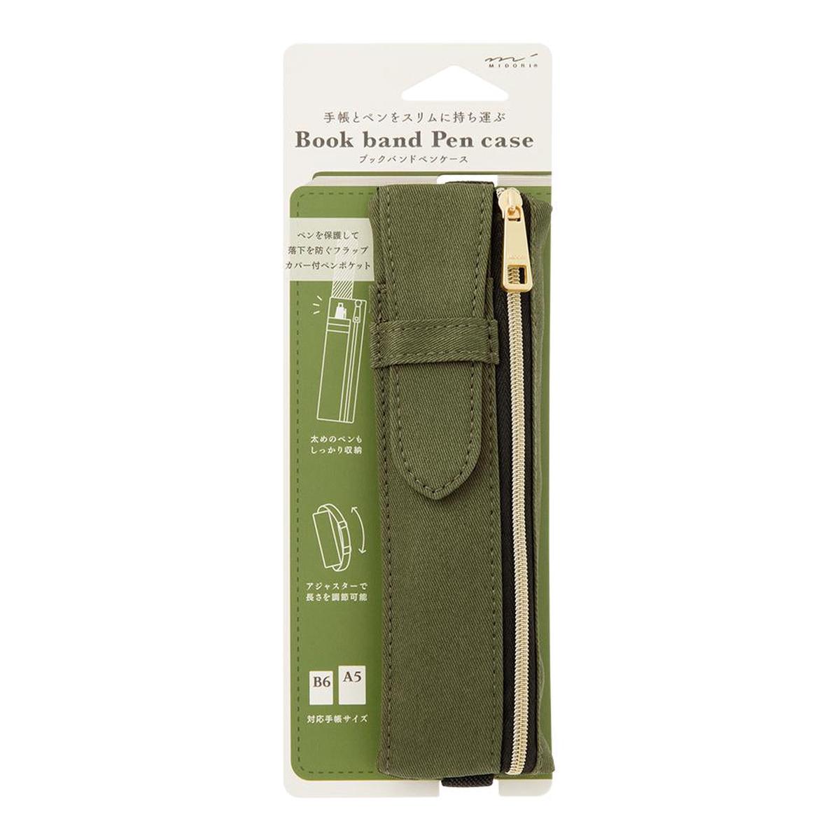 Midori Book Band Pen Case For B6 A5 Notebook Khaki