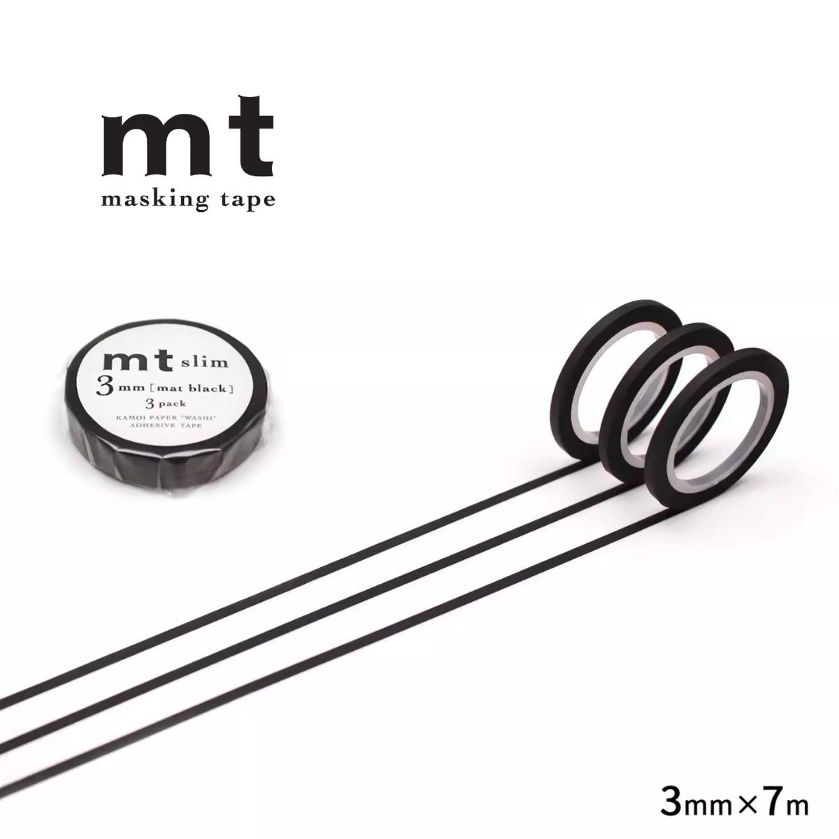 MT Slim 3mm Washi Tape Set - Matte Black