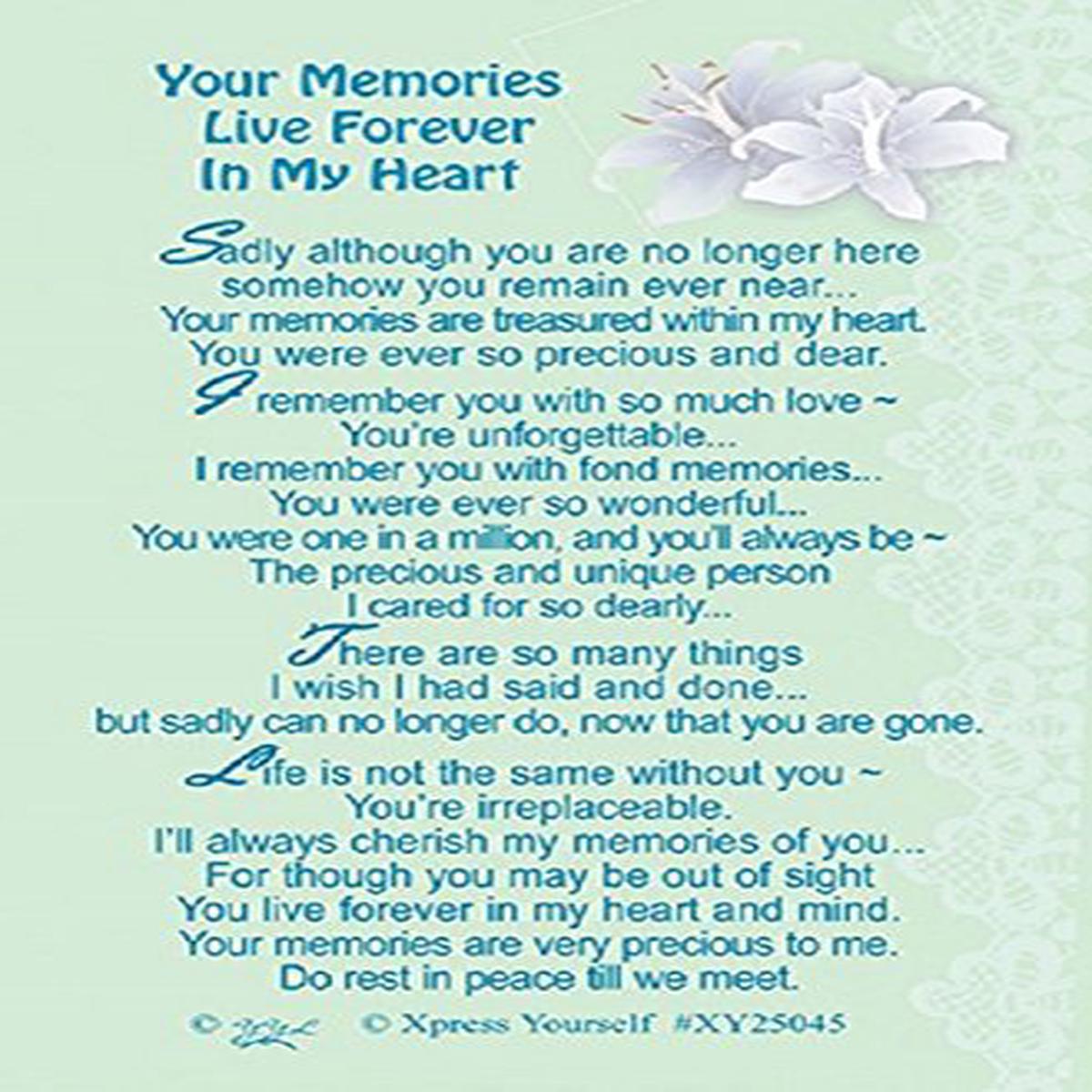 Your Memories Live Forever In My Heart Xpress Yourself Keepsake Wallet Purse Card