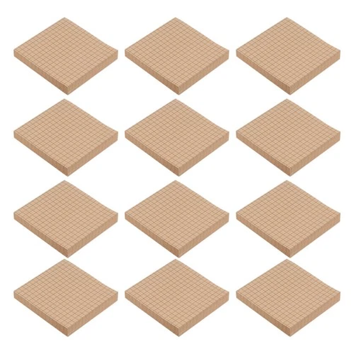 12 Pack 3"x3" Lined Grids Sticky Notes, Self-Stick Memo Pads 960 Sheets, Brown