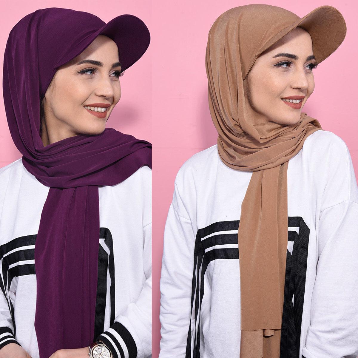 Solid Color Women's Scarf Hat Middle East All-matching Pullover Scarf Muslim Tam-o'-shanter