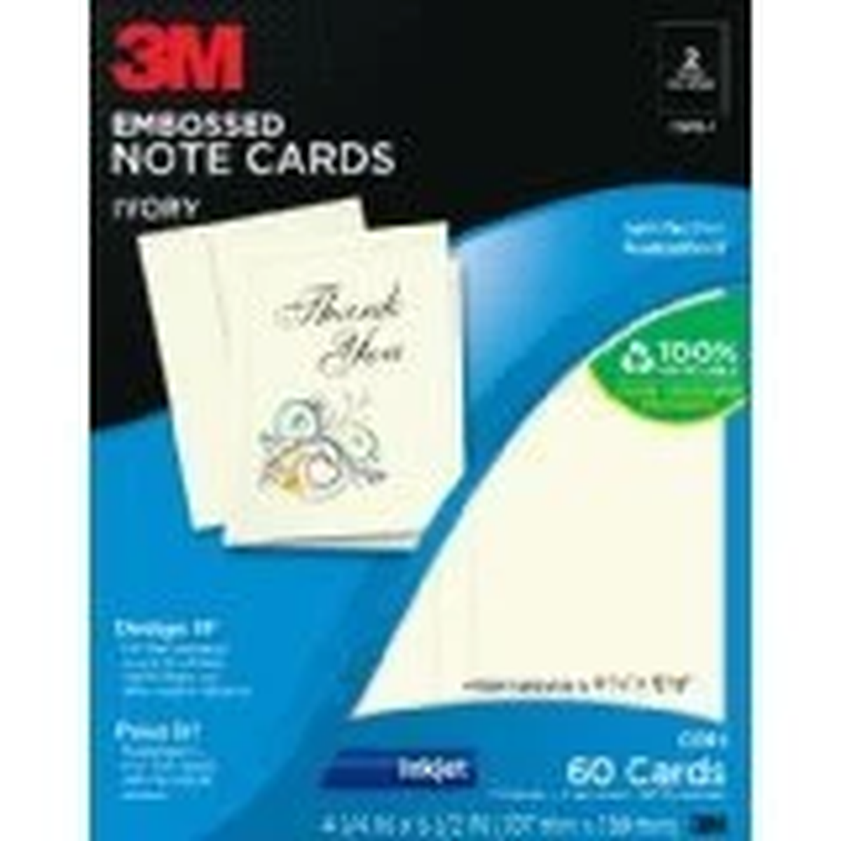 1 Pack NEW 3M C519-I Embossed Note Cards (Ivory) 60 cards 4.25" x 5.5" Ink Jet