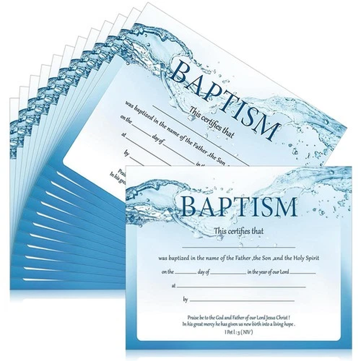 12 Pcs 11x8.3 Inch Blank Baby Baptism Certificates for Church Dedication