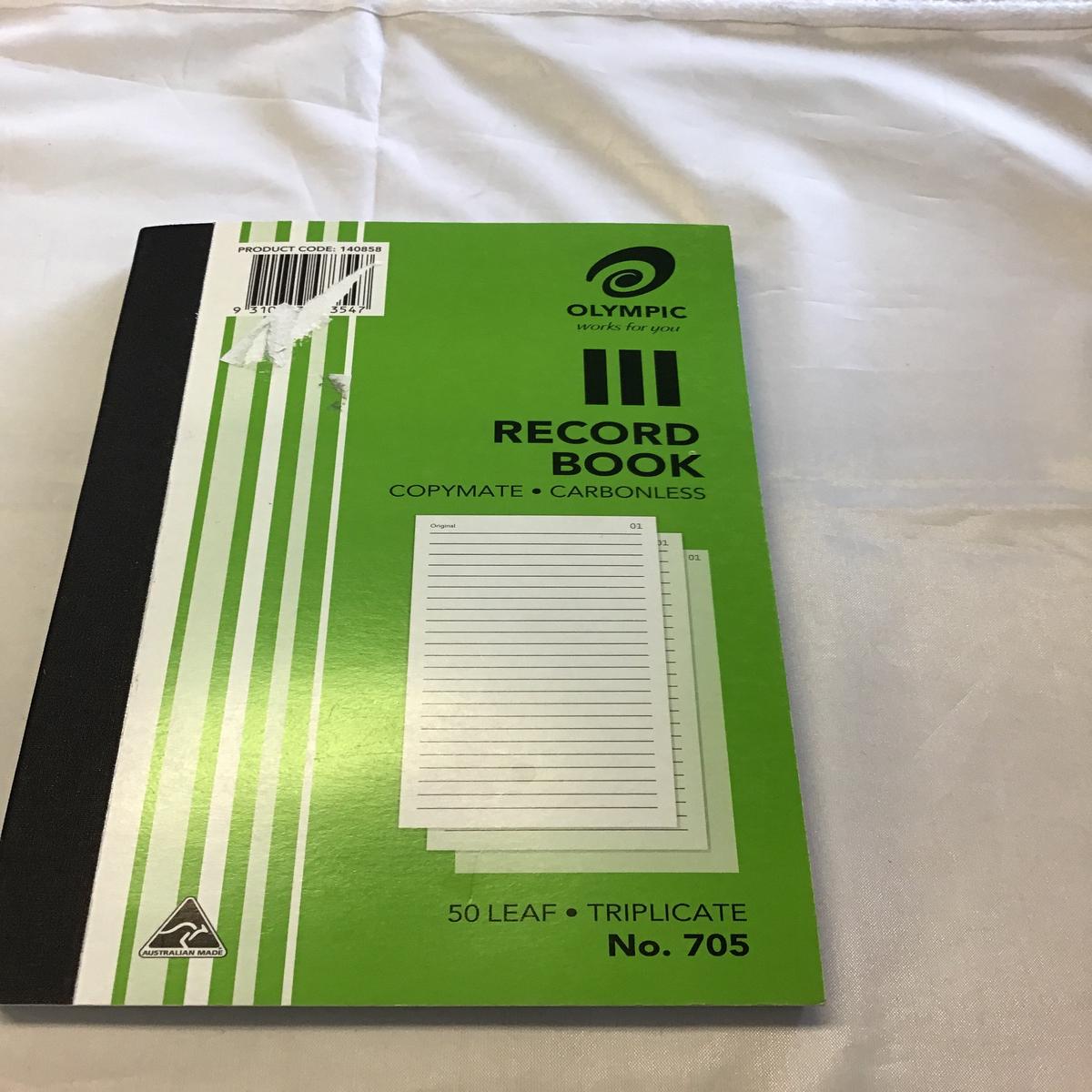 Olympic Record Book Green Triplicate Carbonless No 705 50 leaf