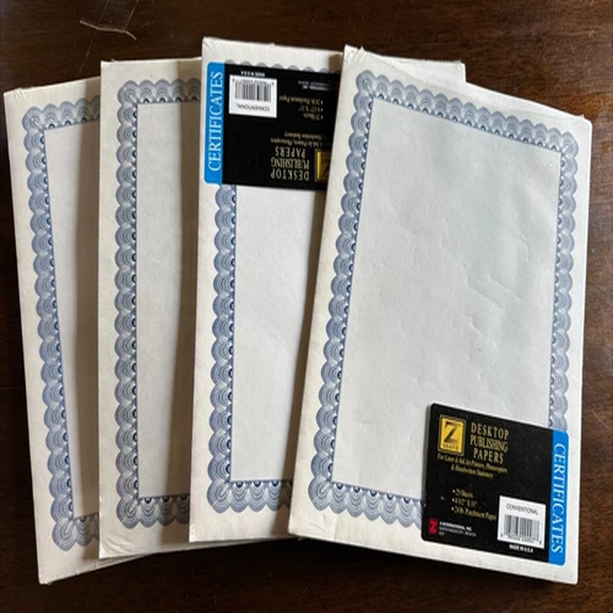 Z Grafix Paper Award Certificates Blue Border Printable 8.5x 11 4 Packs 25