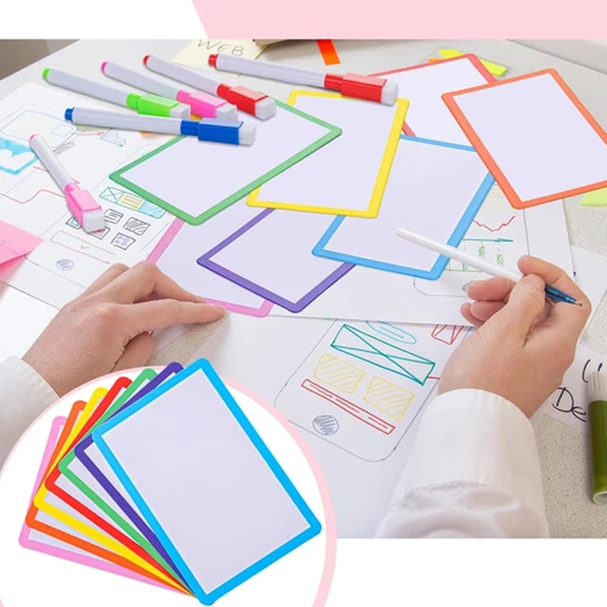 100 Pcs Dry Erase Index Cards 4 x 6 Inch Laminated Reusable Dry Erase Note Cards