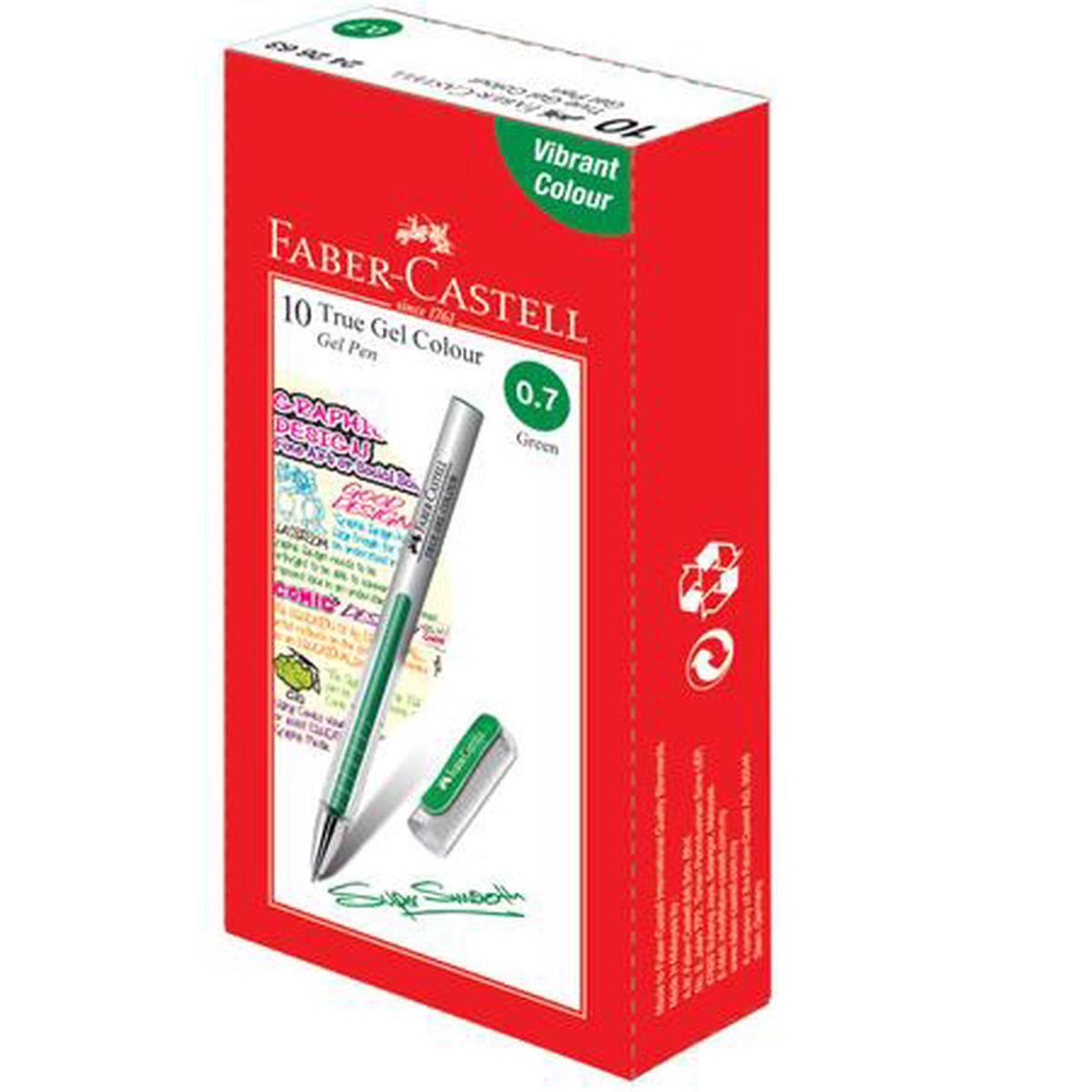 FABER-CASTELL Gel Pen True Gel Colour GREEN 0.7mm  Box of 10