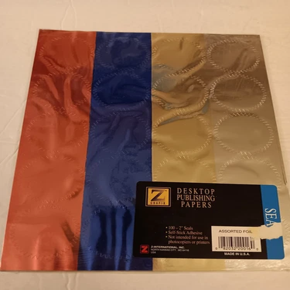 Z Grafix Assorted Foil Seals 100 2" Seals Red / Blue / Gold / Silver Brand New