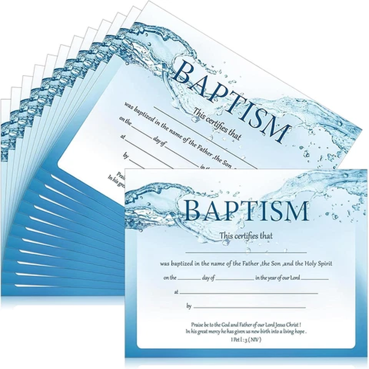 12 Pcs Baptism Certificates for Church 11 X 8.3 Inch Blank Baby Dedication Certi